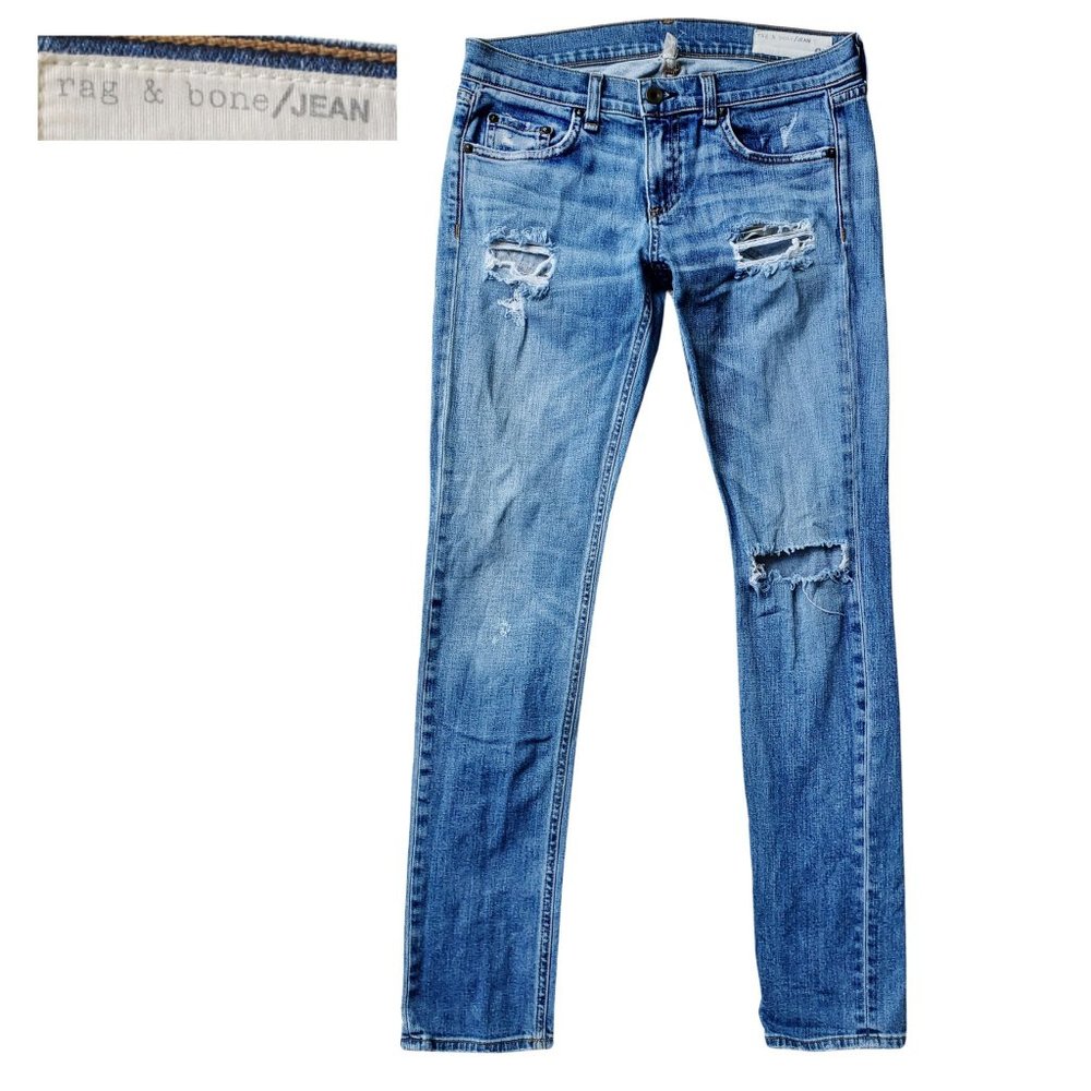 Women Rag and Bone designer jeans distressed ripped skinny denim size 25 THE DRE